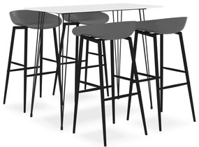 vidaXL 5 pcs conjunto de bar branco e cinzento