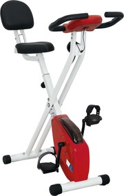Bicicleta estática dobrável 8 níveis de resistência, encosto e selim ajustáveis, vermelha