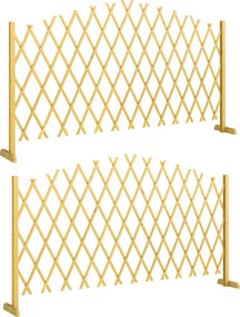 Outsunny Conjunto de 2 Painéis de Vedações de Jardim Exterior Extensíveis de Madeira para Decoração de Terraço 180x30x103 cm Madeira | Aosom Portugal