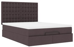 Estrutura cama otomana colchão 140x200cm tecido castanho escuro