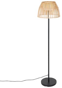 Candeeiro de chão rural preto com bambu incl. LED - Kaiser Rústico