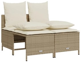 5 pcs conjunto de sofás p/ jardim com almofadões vime PE bege