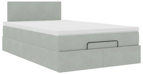 Cama otomana com colchão cinza claro 120x190 cm Veludo