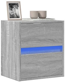Móvel de parede p/ TV c/ luzes LED 41x31x45 cm cinzento sonoma