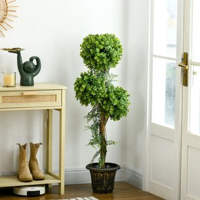 Planta artificial, árvore artificial altura 115 cm com 3 bolas de buxo e vaso de cimento, para interior e exterior Verde