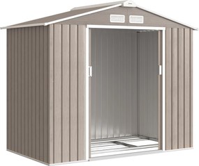 Outsunny Abrigo de Jardim 2,42 m² 213x130x185 cm Abrigo de Jardim Metálico de Exterior com 2 Portas Deslizantes e 4 Janelas Madeira | Aosom Portugal