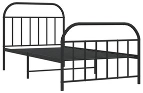 Estrutura de cama com cabeceira e pés 107x203 cm metal preto