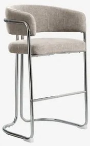 Banqueta Alta Com Encosto Estofado E Estrutura Em Ferro Zantria ↑75 Cm & Tecido Toupeira - Sklum