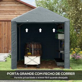 Abrigo Jardim para Ferramentas Bicicletas e Motos 1,6x2,2x1,7 cm Garagem Portátil com 2 Habitações Cinza Escuro