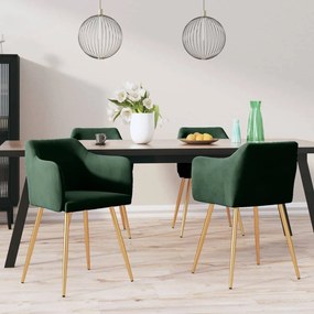 vidaXL Cadeiras de jantar 4 pcs veludo verde-escuro