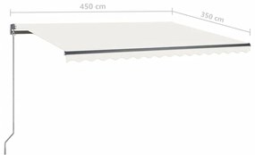 Toldo retrátil manual independente 450x350 cm cor creme