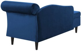 Chaise-longue à direita em veludo azul marinho LUIRO Beliani
