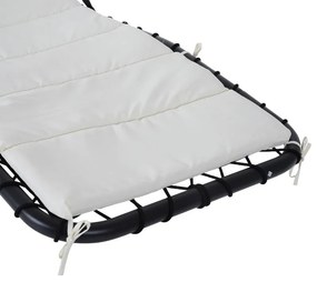 Espreguiçadeira Suspensa com Guarda Sol - Creme - Design Moderno