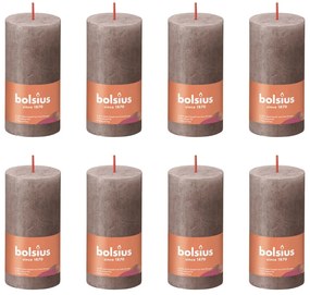 440797 Bolsius Velas rústicas cilíndricas Shine 8 pcs 100x50 mm cinza-acast.