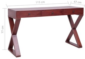 Secretária 115x47x77 cm madeira de mogno maciça castanho