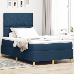 Cama Box com Colchão e LED Azul 120x190 cm Tecido