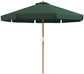 Outsunny Chapéu de Sol de Jardim Ø325x250 cm Chapéu de Sol de Madeira com Sistema de Polea e 8 Hastes de Bambú Verde