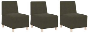 Cadeira Sofa 3 pcs Verde 55 cm Couro camurça sintético