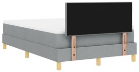 Cama Box Spring com Colchão Cinza-claro 120x200 cm Tecido