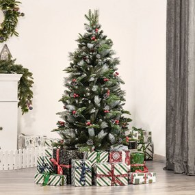 HOMCOM Árvore de Natal Artificial 150cm com 440 Ramas 39 Pinhas e 39 F