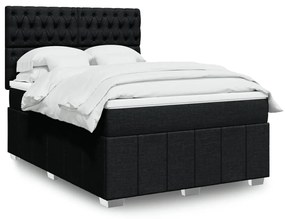 vidaXL Cama com molas/colchão 140x200 cm tecido preto