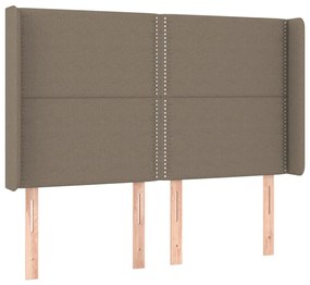 Cama box spring colchão/LED 140x190cm tecido cinza-acastanhado