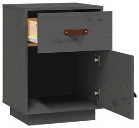 Mesa de cabeceira 40x34x55 cm madeira de pinho maciça cinza