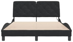 Estrutura de cama c/ luzes LED 140x190 cm veludo preto