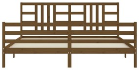 Estrutura cama c/ cabeceira 200x200cm maciço castanho-mel