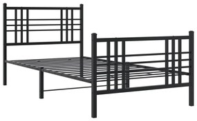 Estrutura de cama com cabeceira e pés 100x190 cm metal preto