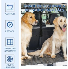 Grade de Segurança Carro para Cães Ajustável 150x9x76-124 cm Grade de Segurança Universal para Porta Malas para Carros Grade de Segurança de Aço Preto