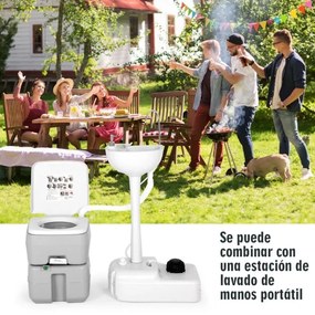 Sanita portátil para campismo Sanita de 20 L Tanque de águas residuais Bomba de águas residuais Bomba de drenagem para adultos Crianças 41 x 33 x 43 c
