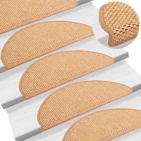 vidaXL Tapetes escada adesivos aspeto sisal 15 pcs cor de sisal