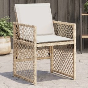 vidaXL Cadeiras de jardim com almofadões 4 pcs vime PE bege