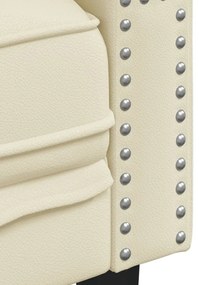 Sofá chesterfield 3 lugares couro artificial creme