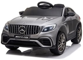 Mercedes Benz GLC63 S Carro elétrico para crianças 12v, módulo de música, assento de couro, pneus de borracha EVA Cinzento