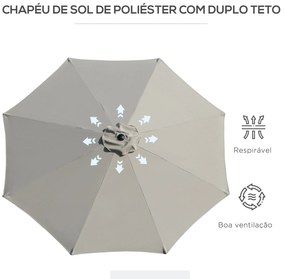 Chapéu de Sol de Jardim Ø295x250 cm com Manivela Chapéu de Sol Exterio