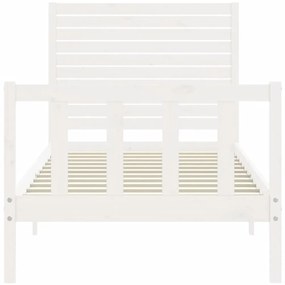 Estrutura cama de solteiro c/ cabeceira madeira maciça branco