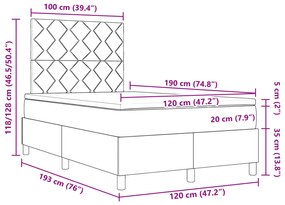 Cama Box Spring com Colchão e LED Preto 120x190 cm Tecido