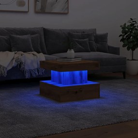 Mesa de centro com luzes LED 50x50x40 cm carvalho artisiano