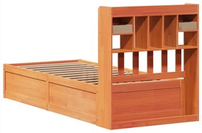 Cama sem colchão 90x190 cm madeira de pinho maciça castanho-mel