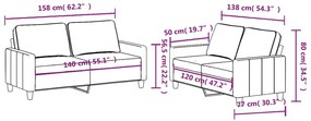2 pcs conjunto de sofás com almofadões tecido preto