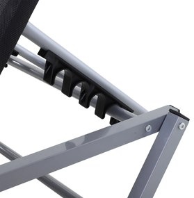Espreguiçadeira ajustável Cadeira de praia ajustável de 120 ° - 180 ° Texteline de alumínio Preto