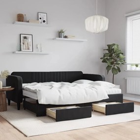vidaXL Sofá-cama com gavetão e gavetas 80x200 cm veludo preto