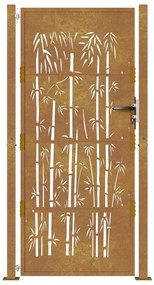 Portão de jardim 105x180 cm aço corten design bambu