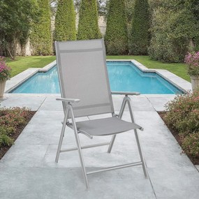 Cadeira de jardim dobrável com capacidade para 150 kg, com estrutura metálica cinzenta