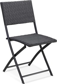 Conjunto de 2 cadeiras dobráveis Polyrattan Rom preto