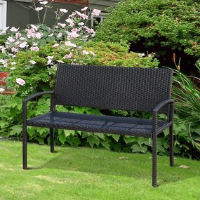 Banco Jardím Lounge Cadeira 2 Lugares Móveis para Jardím Exterior Terraço 2 Lugares Rattan Sintético Carga 320kg 122x60x87cm Estrutura Aço