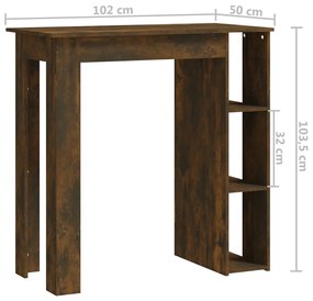 Mesa de bar c/ prateleiras derivados de madeira carvalho fumado