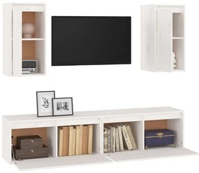 Móveis de TV 4 pcs madeira de pinho maciça branco